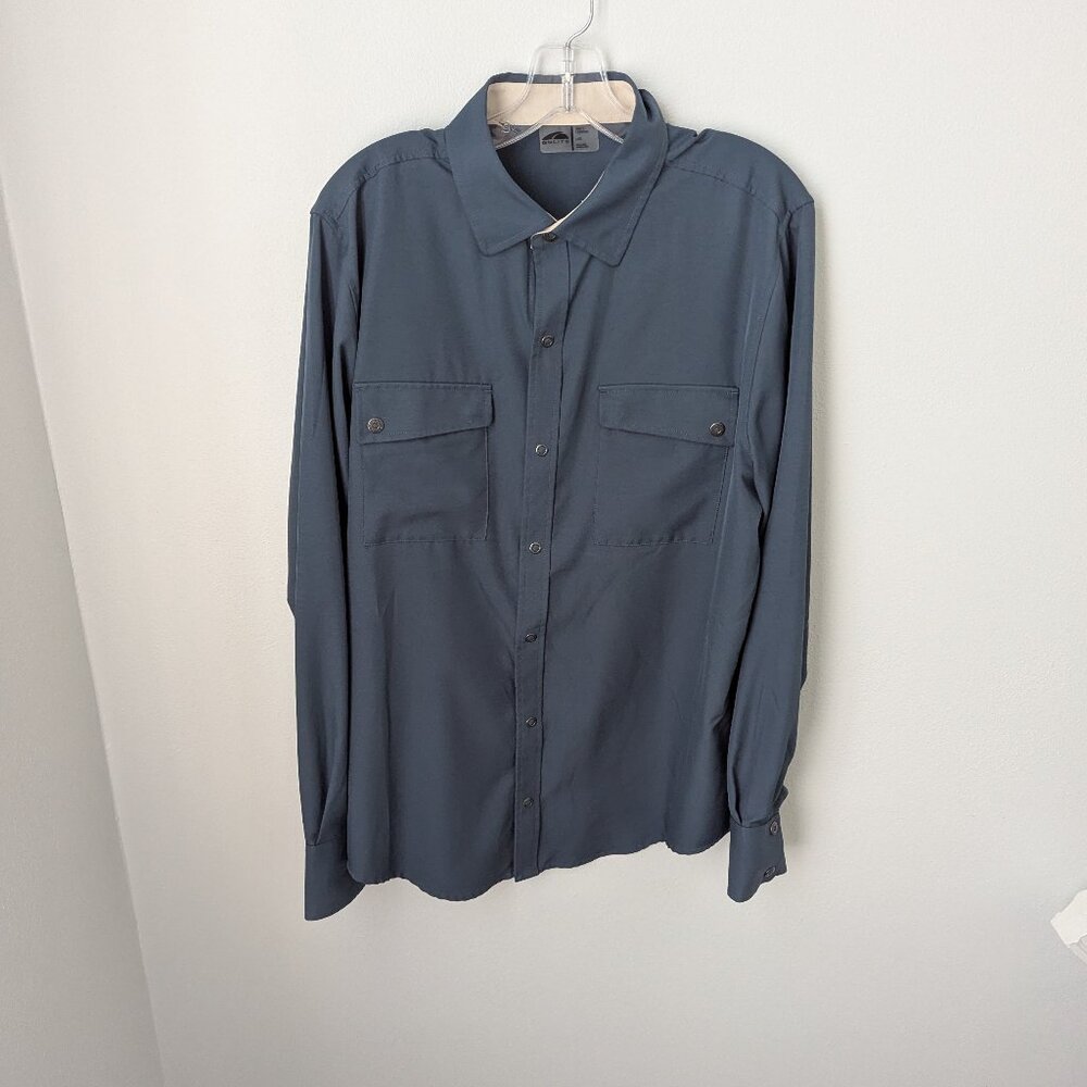 Go Lite Men's Dusty Blue Long Sleeve Snap Shirt, Large